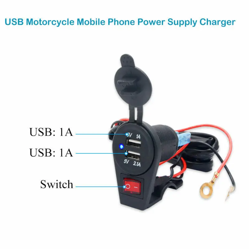Водонепроницаемый Мотоцикл мобильный телефон двойной USB порт питания зарядное