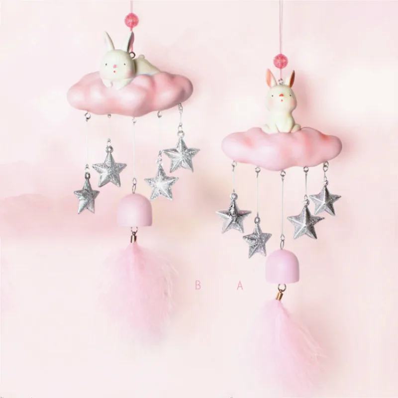 Кролик пышные облака Ловец снов колокольчики висит падение двери украшения chambre