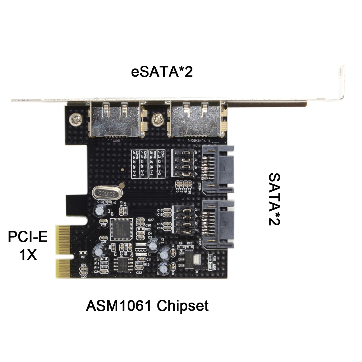 

CYSM Chenyang PCI-E Adapter PCI-E To 4 Ports SATA 3.0 ESATA PCIE SATA3 6Gbps Expansion Card Black