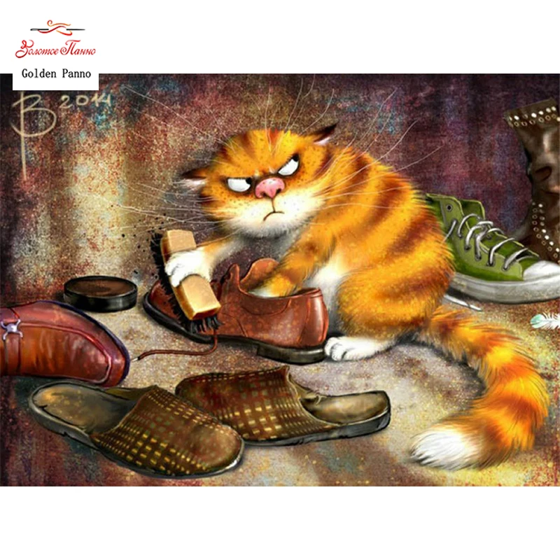 Полный алмазная вышивка животное &quotКот рабочий&quot 5D живопись крестиком 3D