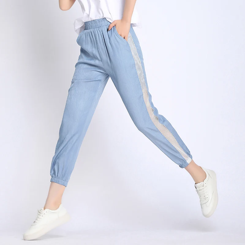Для женщин Pantalon плюс Размеры S-3XL летние штаны досуг брюки Высокая Талия Упругие