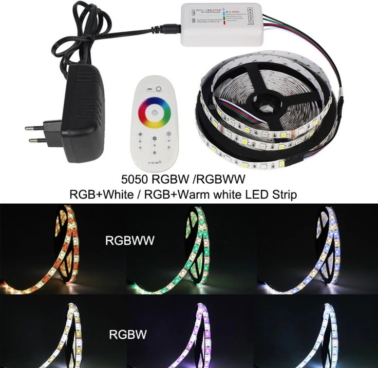 [Seven Neon]DC12V водонепроницаемая светодиодная лента 5050 60LED/m 5M RGBCW RGBWW + 12V 5A адаптер