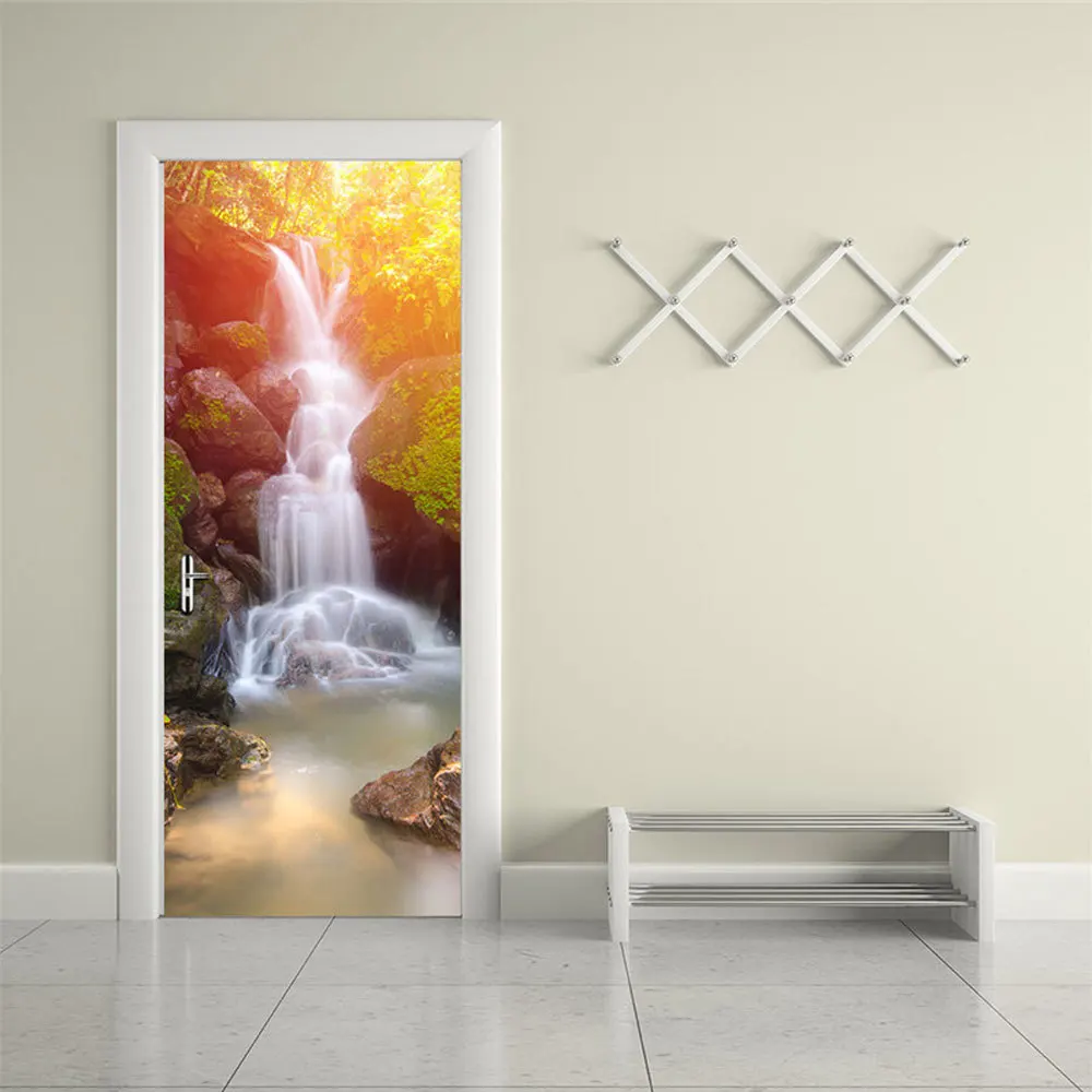 2Pcs/Set Color Waterfall Door Art Decor Home Creative DIY 3D Stickers Pattern For Wall Room Decoration | Дом и сад