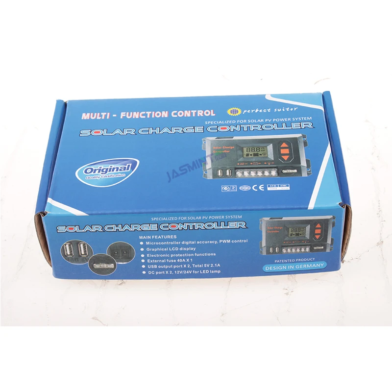 30A 40A 12 V/24 V автоматический контроллер заряда PWM с ЖК дисплеем 5 USBX2 простой