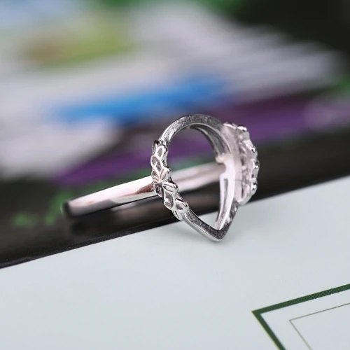 925 Стерлинговое серебро обручальное свадебное полукрепление ring10x14мм груша