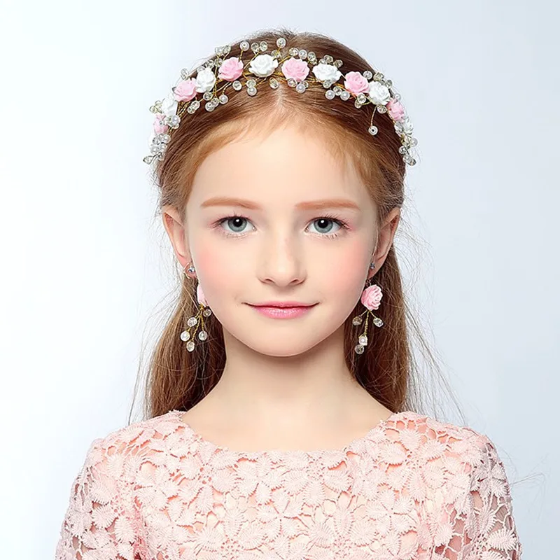 Kids Headwear Girl Pattern Princess Hair Decorate Band Flower Children Full Dress Show Accessories | Детская одежда и обувь