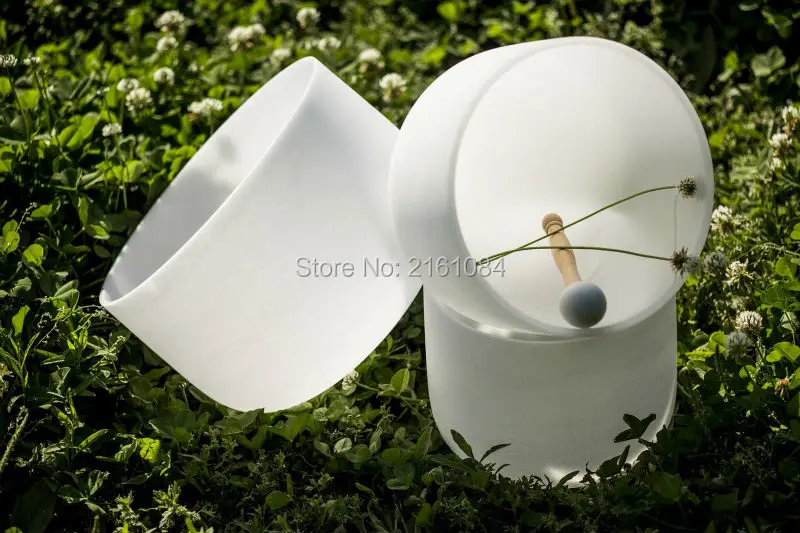 

6",8",10" and 12" 4pcs frosted quartz crystal singing bowls with musical note with free suede and o ring