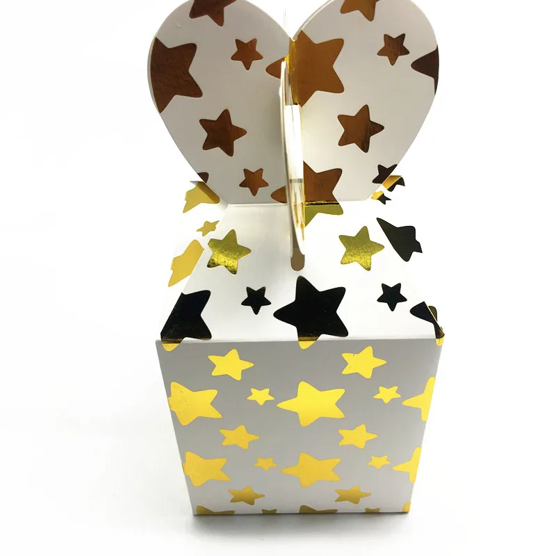 6 шт./упак. золото со звездным рисунком коробки для конфет с аппликацией в виде