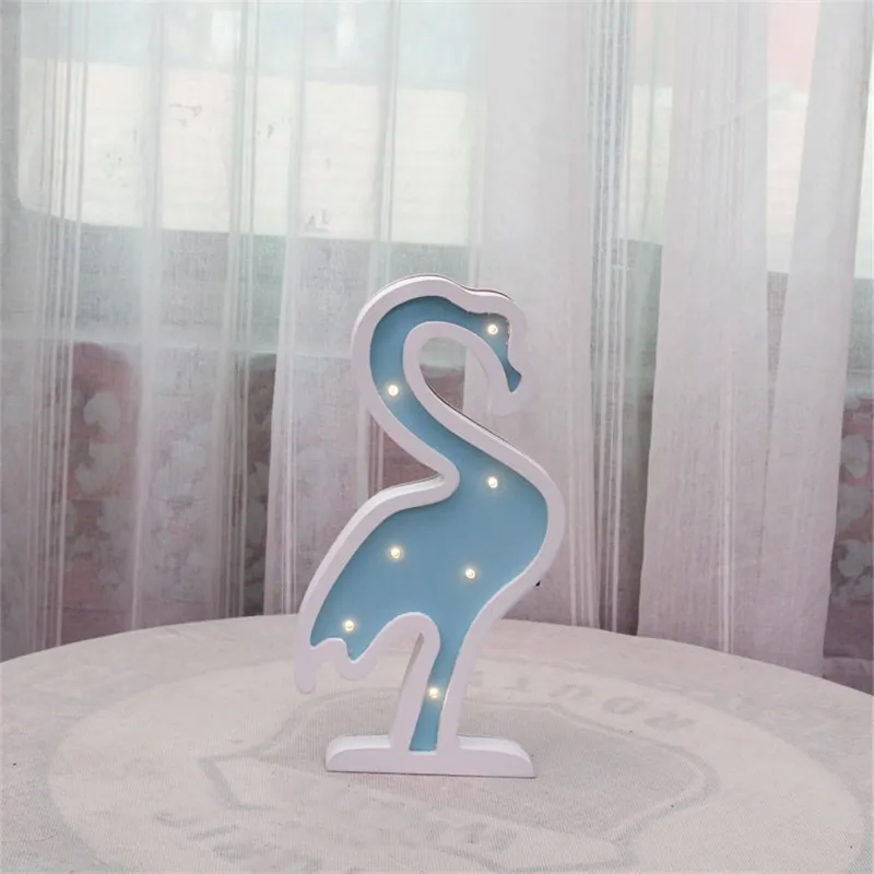 INS Деревянный Детский Светильник с фламинго скандинавский светодиодный ночник