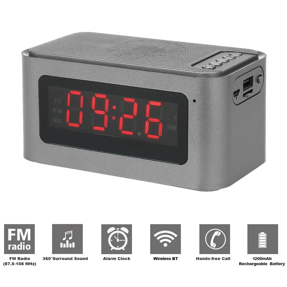 Настольный мини Bluetooth-динамик с будильником FM-радио MP3 музыкальный плеер TF карта