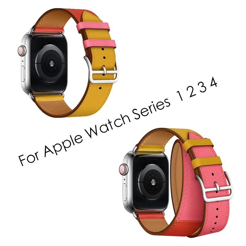Ремешок из натуральной кожи для Apple Watch Series 4 новейший одинарный/двойной походный