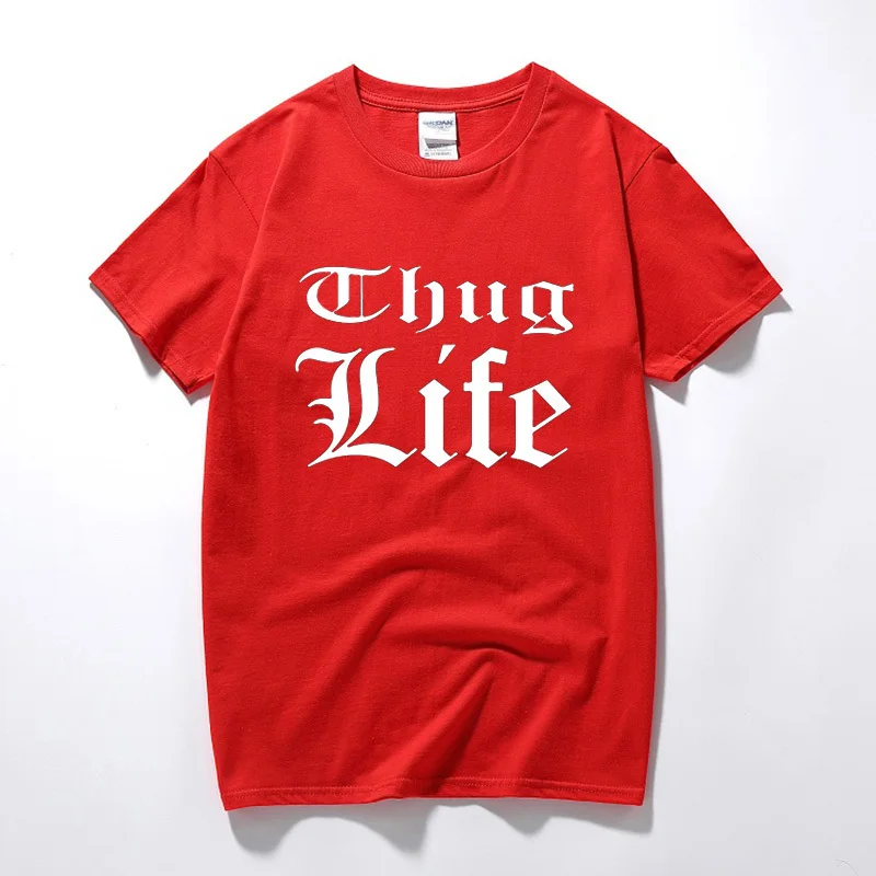 Лето 2018 г. Thug Life печатных футболки для мужчин короткий рукав хип хоп Тупак 2PAC рэп
