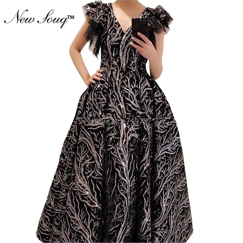 Черное блестящее арабское вечернее платье 2019 женское от кутюр исламский Дубай