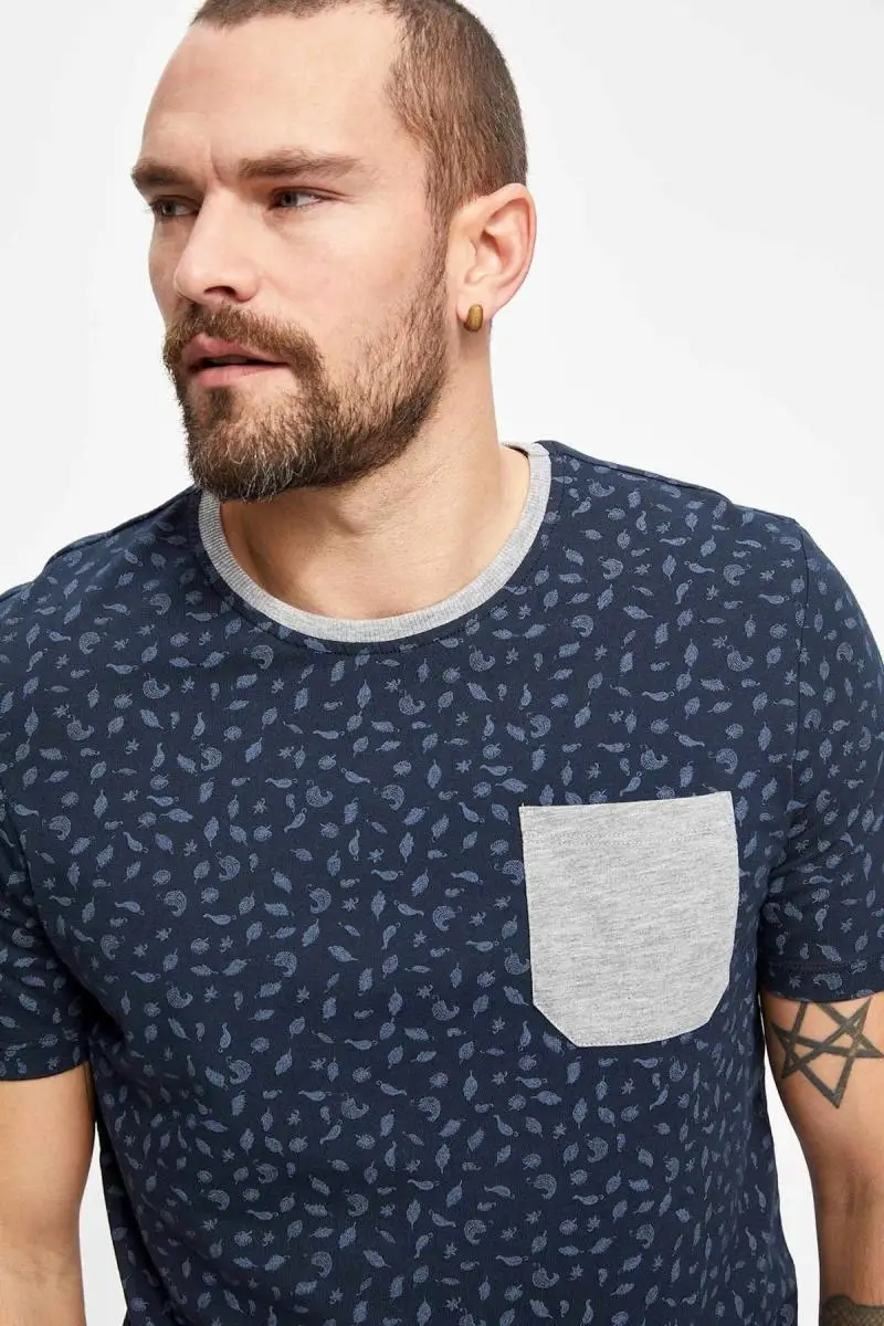 Дефакто Мужские Печатные Slim Fit пижамы Топ K2363AZ. 19SP. NV163|Кофты для сна| |