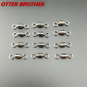 50PCS Fishing Ball Bearing Rolling Swivel Solid Rings 2#4#6#810#12#14# Shape Stainless Steel Connector Lures Fishing Tackle