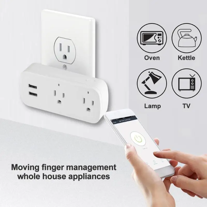 WiFi Smart USB переключатель питания синхронизация голосового управления 2 порта