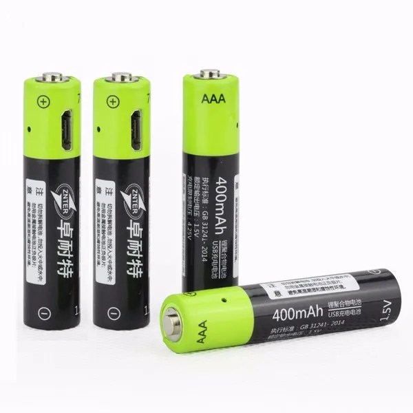 ZNTER S17 1 5 V 400mAh USB аккумуляторная батарея AAA Lipo|Перезаряжаемые батареи| |