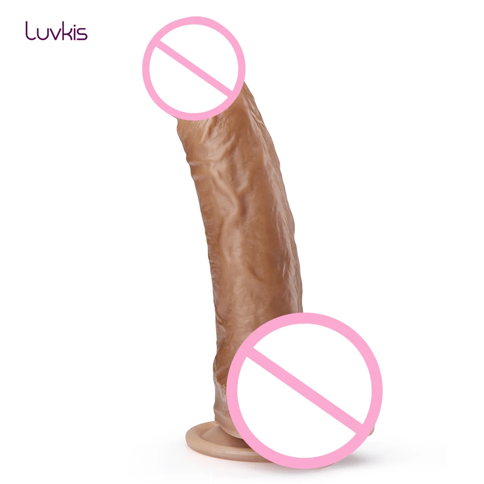 Luvkis реалистичный 8 дюймовый двухслойный жидкий силиконовый гибкий Пенис с