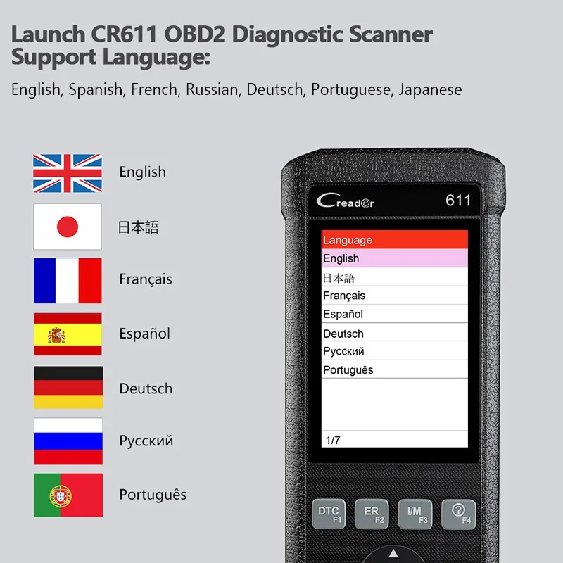 100% Оригинальный launch X431 CReader 611 OBD2/EOBD автомобильный диагностический сканер с ABS и SRS