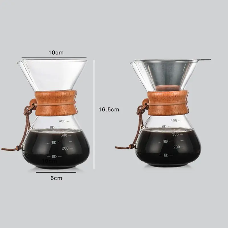 Классическая серия пуровер Стекло кофеварка 3 чашки|Кофейники| |