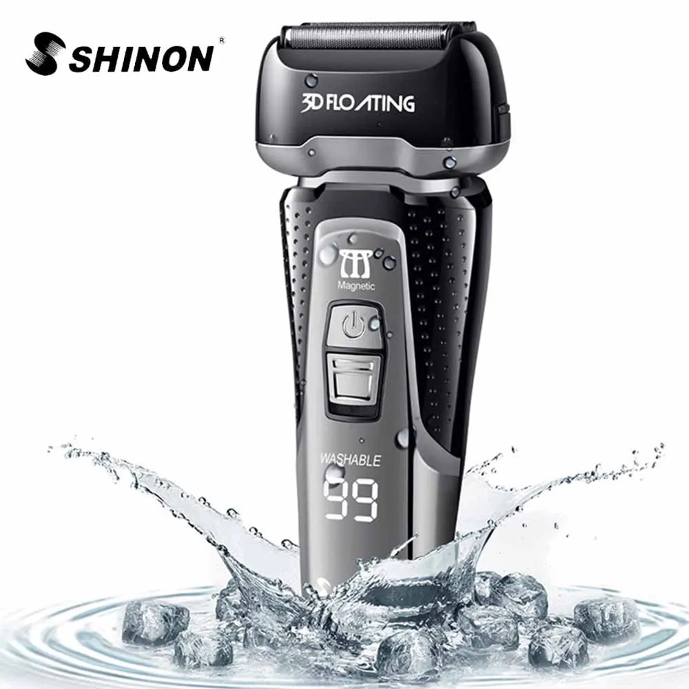 Мужские водостойкие бритвы SHINON моющиеся бритвенные с 3 лезвиями и ЖК-дисплеем для