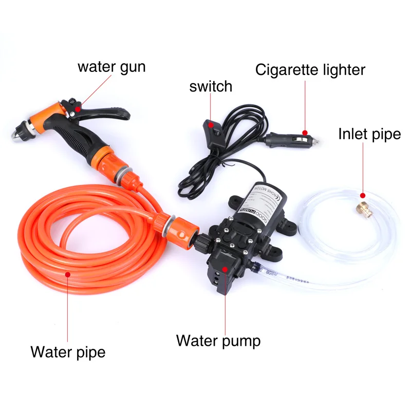 Дешево Автомобильный моющий насос 12 В Портативный 100 Вт высокого давления, автомобильный водяной пистолет, Электрическая Мойка, автоматическое от...