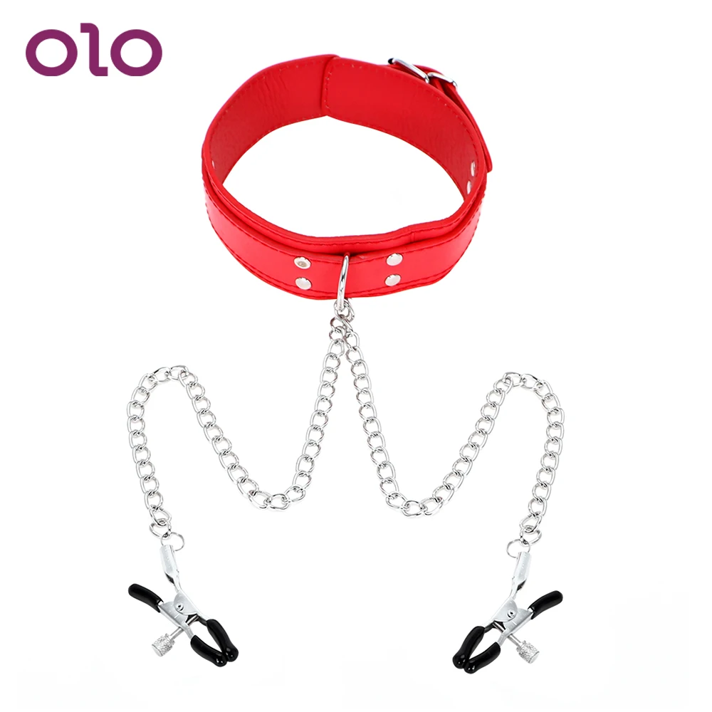 OLO Neck Collar with Nipple Clamps SM Bondage Restraint Adult Games Erotic Toys Sex for Couple Slave PU Leather | Красота и здоровье