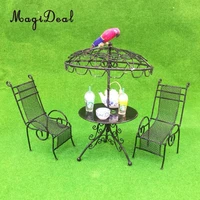 metal 112 dollhouse miniature outdoor garden metal table chairs furniture decoration children kids model toy
