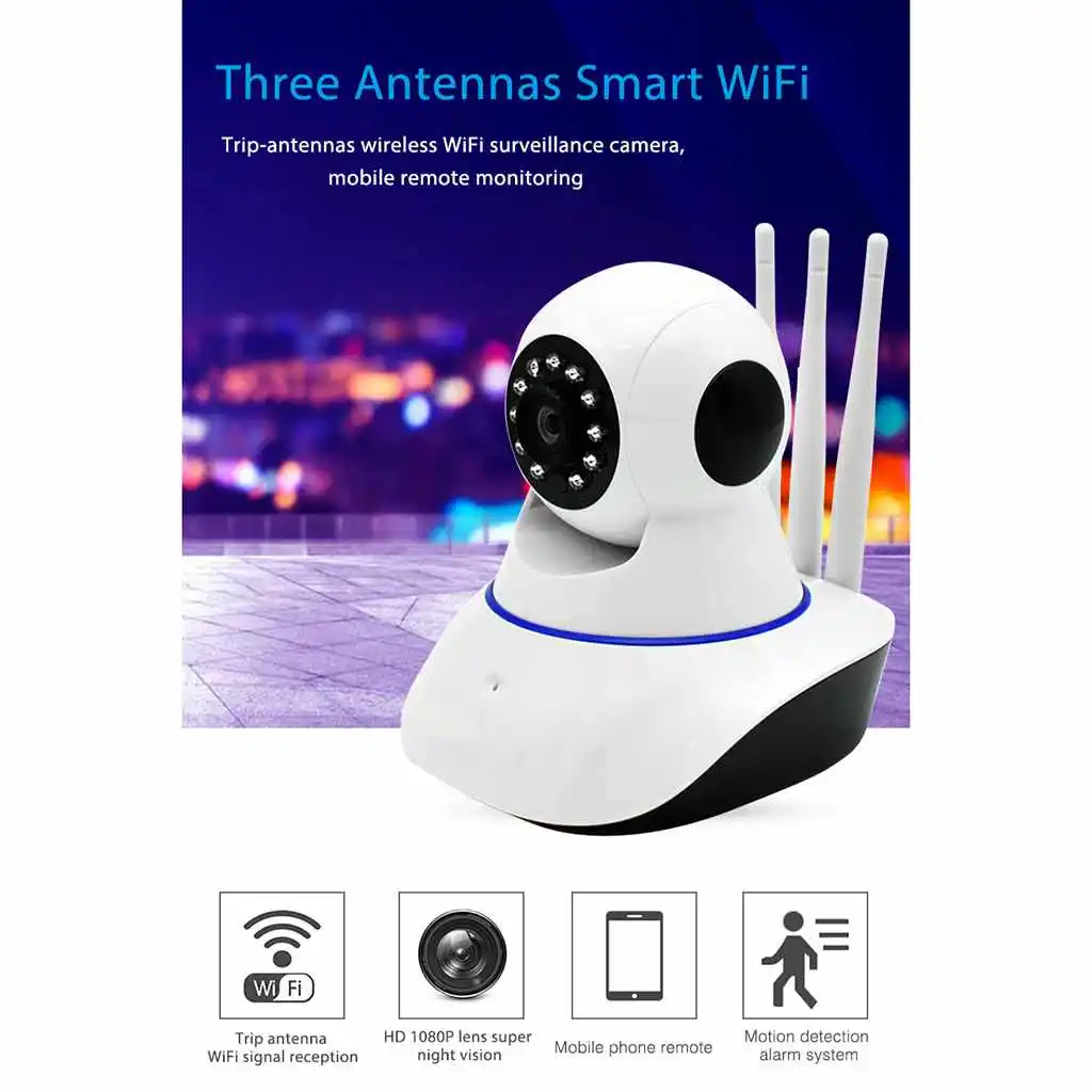 Three Antennas Security Camera Hd 1080P Video Surveillance Ip Mini Wifi Cctv Wi-Fi Home Cam | Безопасность и защита