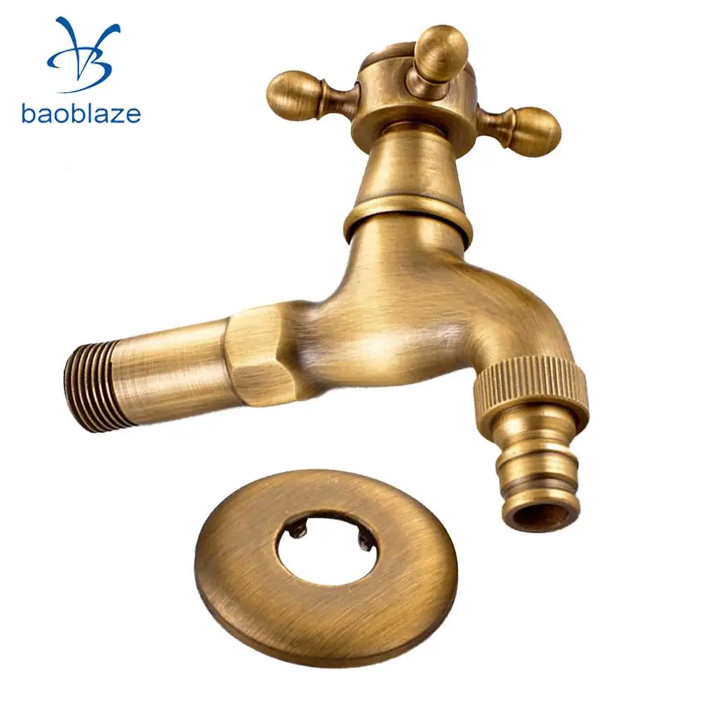Antique Brass Wall Mount Outdoor Faucet Garden Bibcock Tap Mop Pool Laundry Sink Cold Water | Обустройство дома