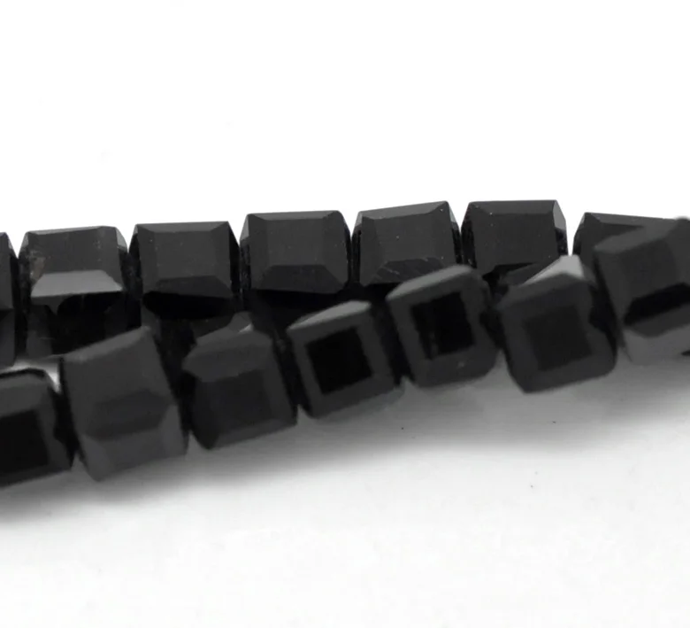 Черные граненые стеклянные бусины 4x4 мм (1/8 &quotx 1/8&quot) прибл. 206 шт (B20075)|beading usa|beads