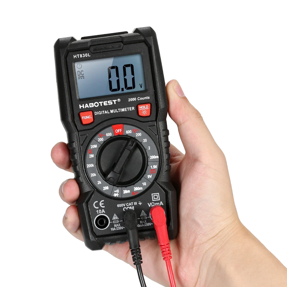 

KKMOON Portable Digital Multimeter Backlight AC/DC Ammeter Voltmeter Ohm Tester Meter HT830L Handheld LCD Multimetro