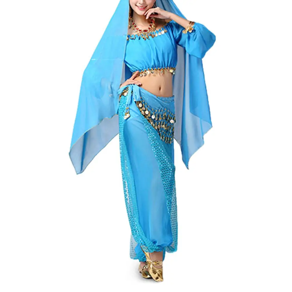 MISSKY Women Sweet Bellydance Suit Hip Scarf with Sequins Paillettes Indian Dance Perform Costume for Ladies | Тематическая одежда