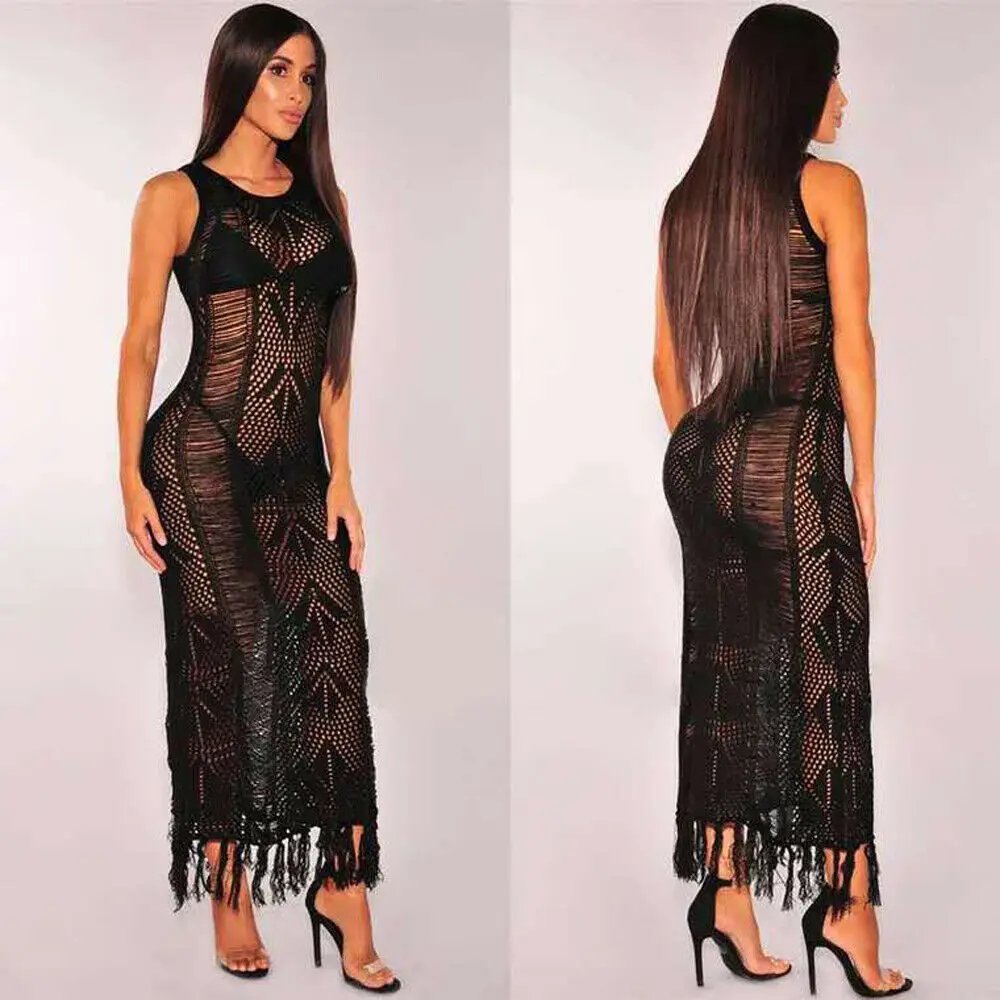 2019 новейший Горячий Женский пляжный халат крючком кружевной прозрачный