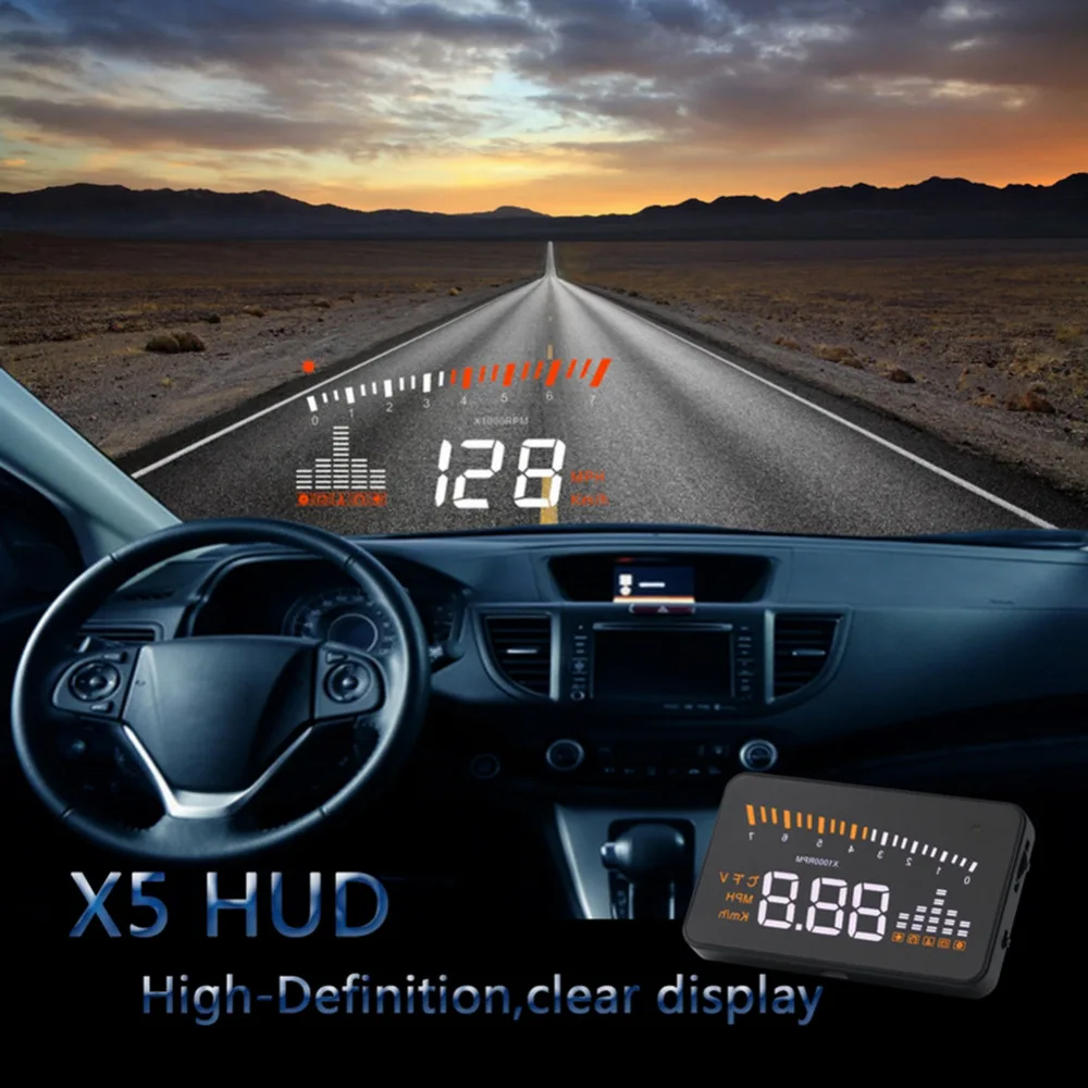 Внешний автомобильный HUD Дисплей Стайлинг скоростная сигнализация OBD II налобный