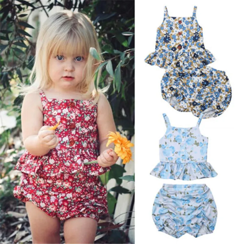 От 1 до 6 лет летние детские комплекты в стиле бохо с цветочным рисунком для