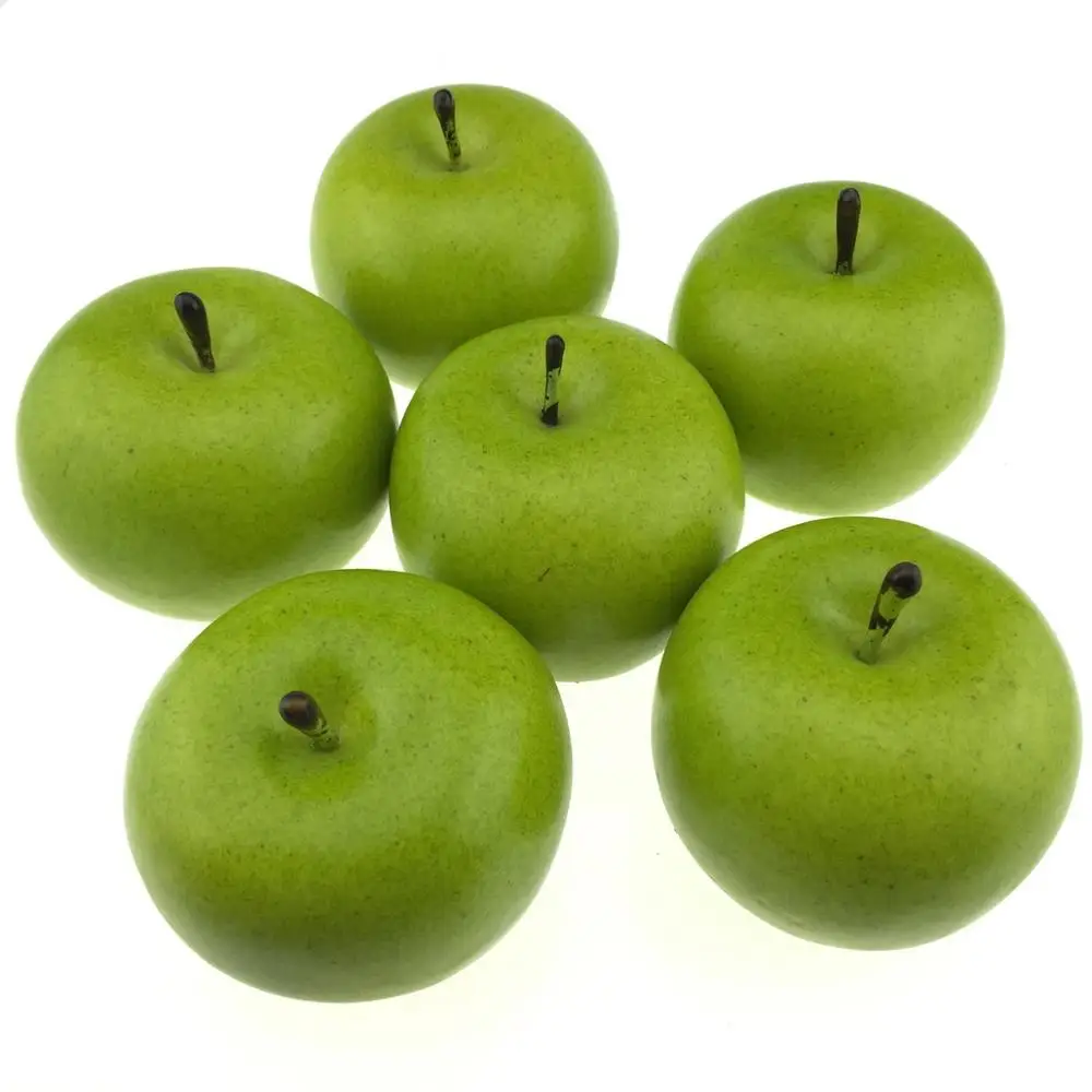 gresorth 6pcs lifelike artificial green apple faux fake apples fruit home house kitchen cabinet decoration free global shipping