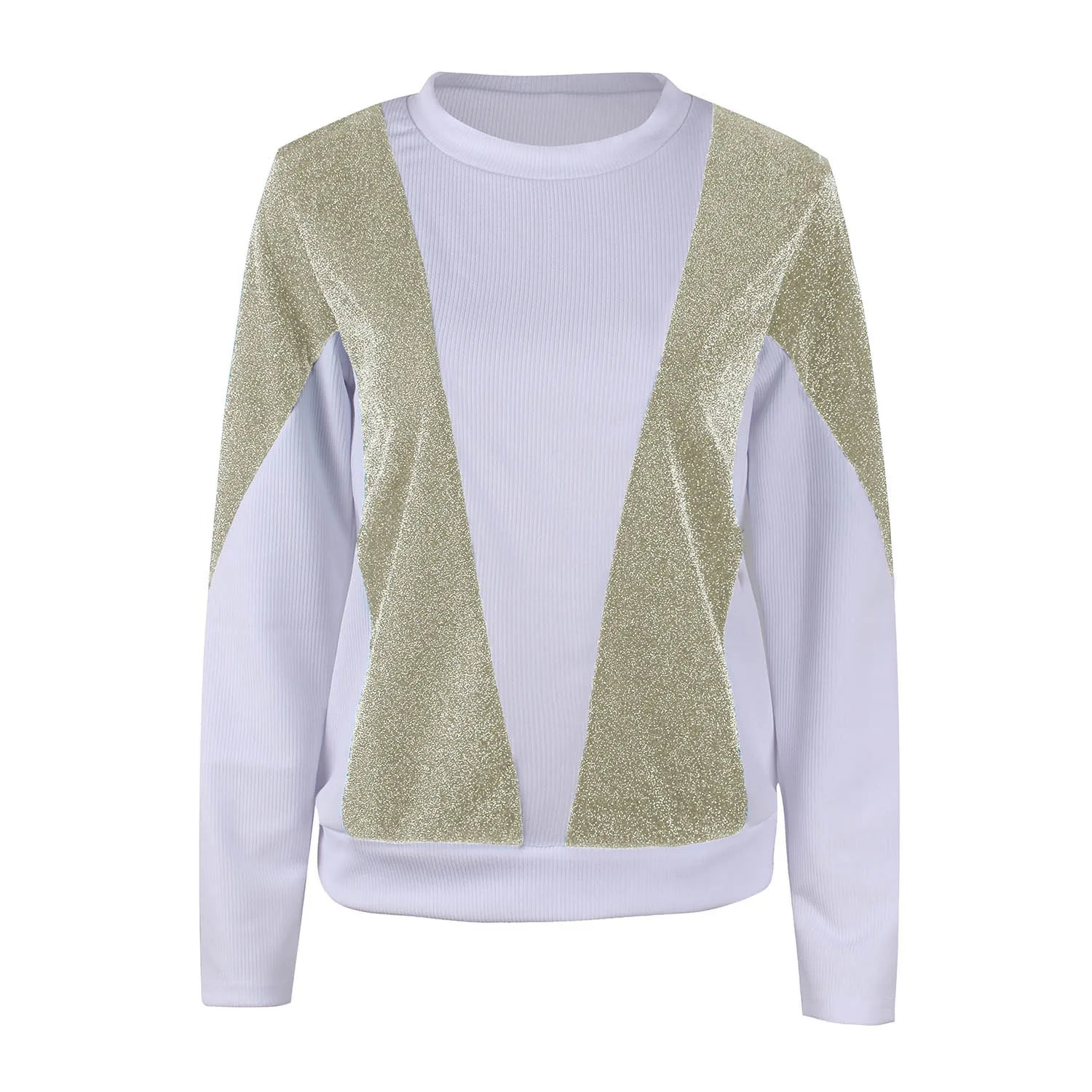 EAS-Women Autumn Long Sleeve Round Neck T-Shirts Ladies Casual Patchwork Fashion Tops Contrast Color Splicing Blouse |
