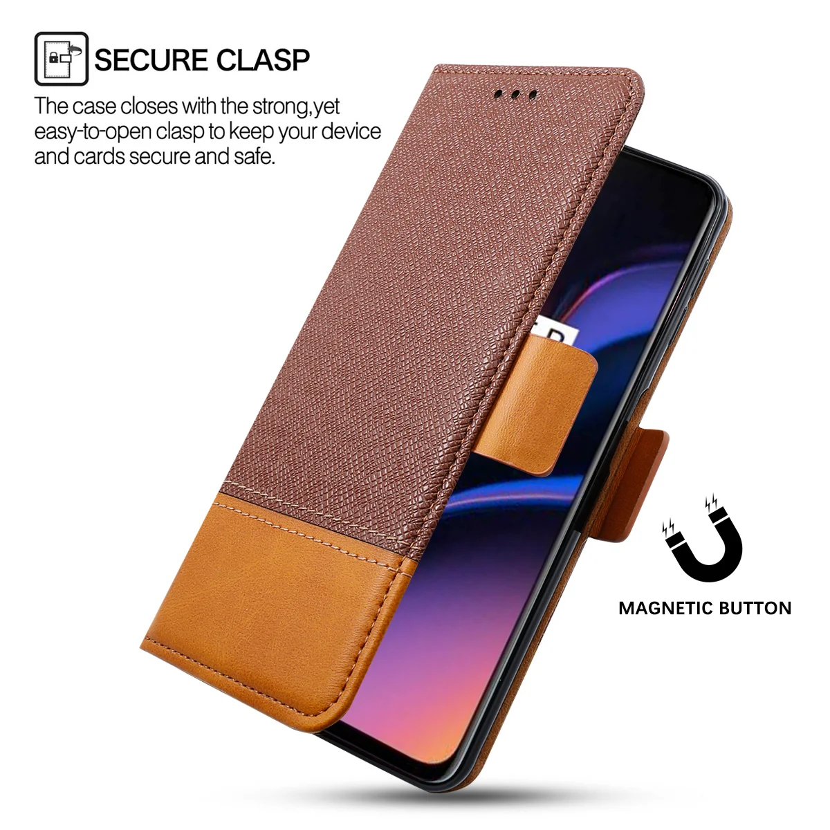 Чехол для Oneplus 7 Pro роскошный двойной цветной книжка с магнитной подставкой из