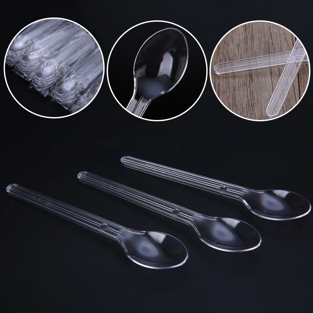 New 25/50pcs Plastic Mini Spoon Disposable Spoons for Coffee Ice Cream Dessert Serving Tool Wedding Party Teaspoon Mayitr |