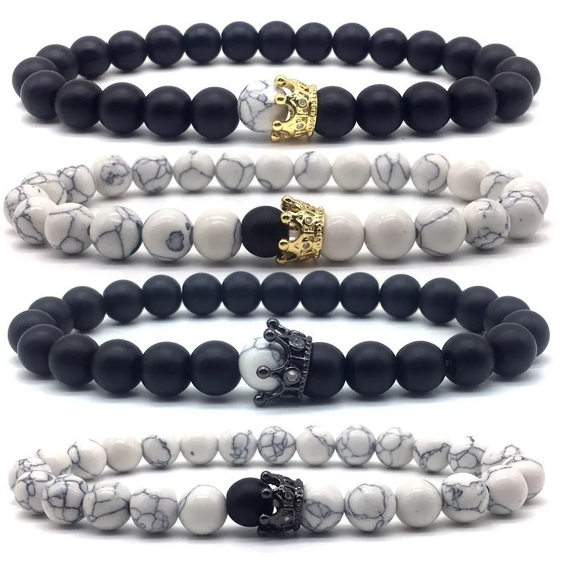 Мужские и женские браслеты из серебристого золотистого камня с