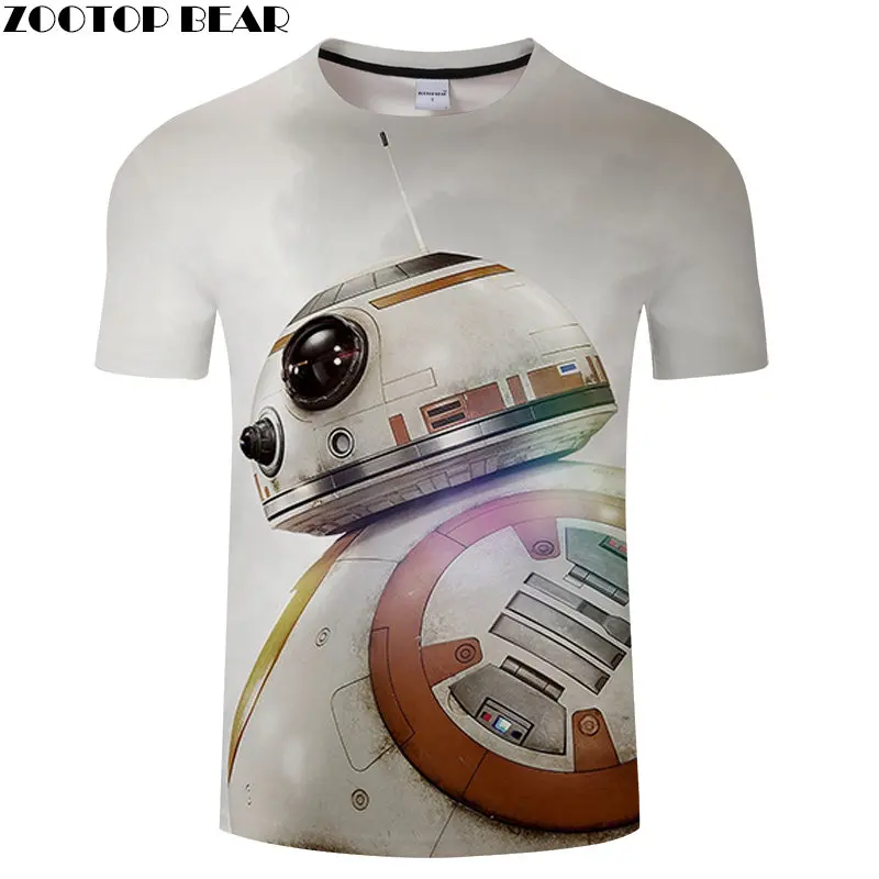 Star Wars Round Robot 3d Print T Shirt Men Tshirt Summer Casual Slim Short Sleeve O -Neck Tops &Tee Drop Ship Zootop Bear | Мужская