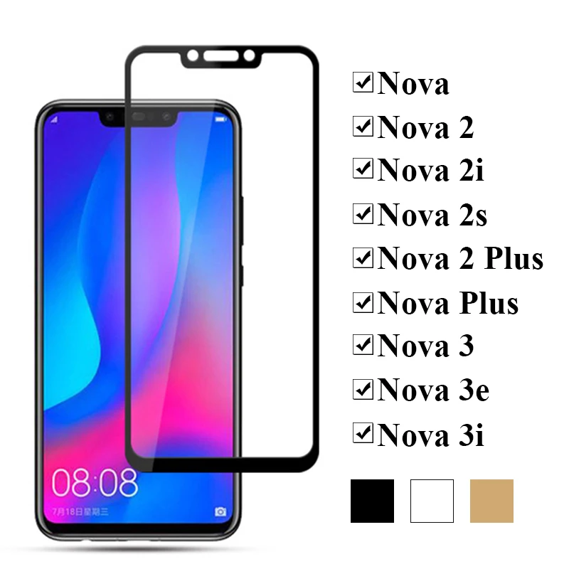 Защитное стекло для Huawei Nova 3 3i 3e 2i 2 plus 2s 4 закаленное nova3 nova3i huawey huwai полное покрытие