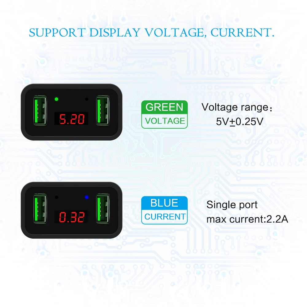 Универсальное зарядное устройство с 2 USB портами LED интеллигентая (ый) Цифровое