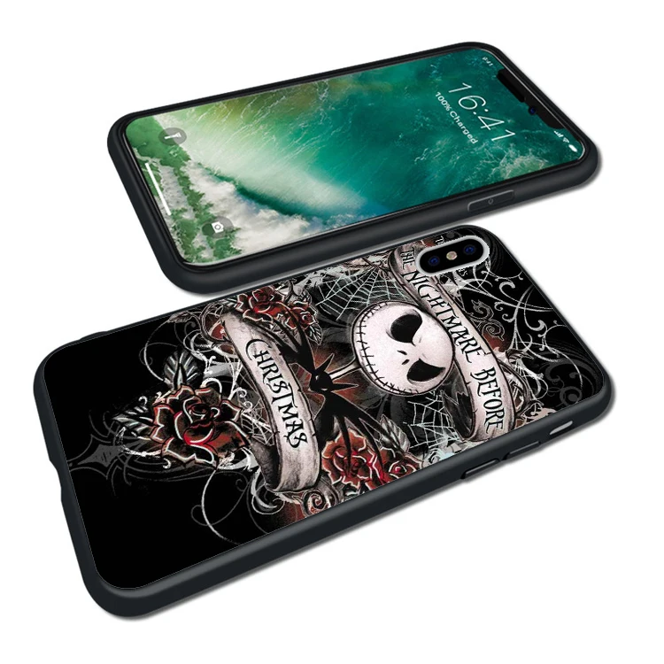 Кошмар перед Рождеством черный мягкий силиконовый чехол для телефона iPhone XS Max XR 7 8