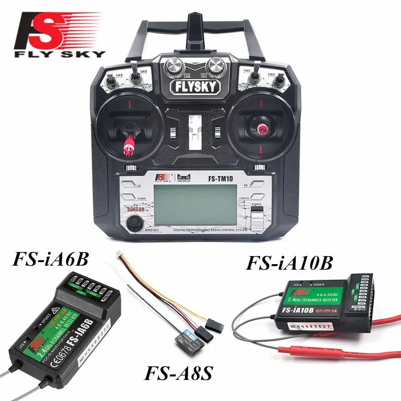 Flysky FS TM10 2 4G 10CH AFHDS RC передатчик Черный с A8S/IA10B/IA6B приемник для FPV гоночных моделей