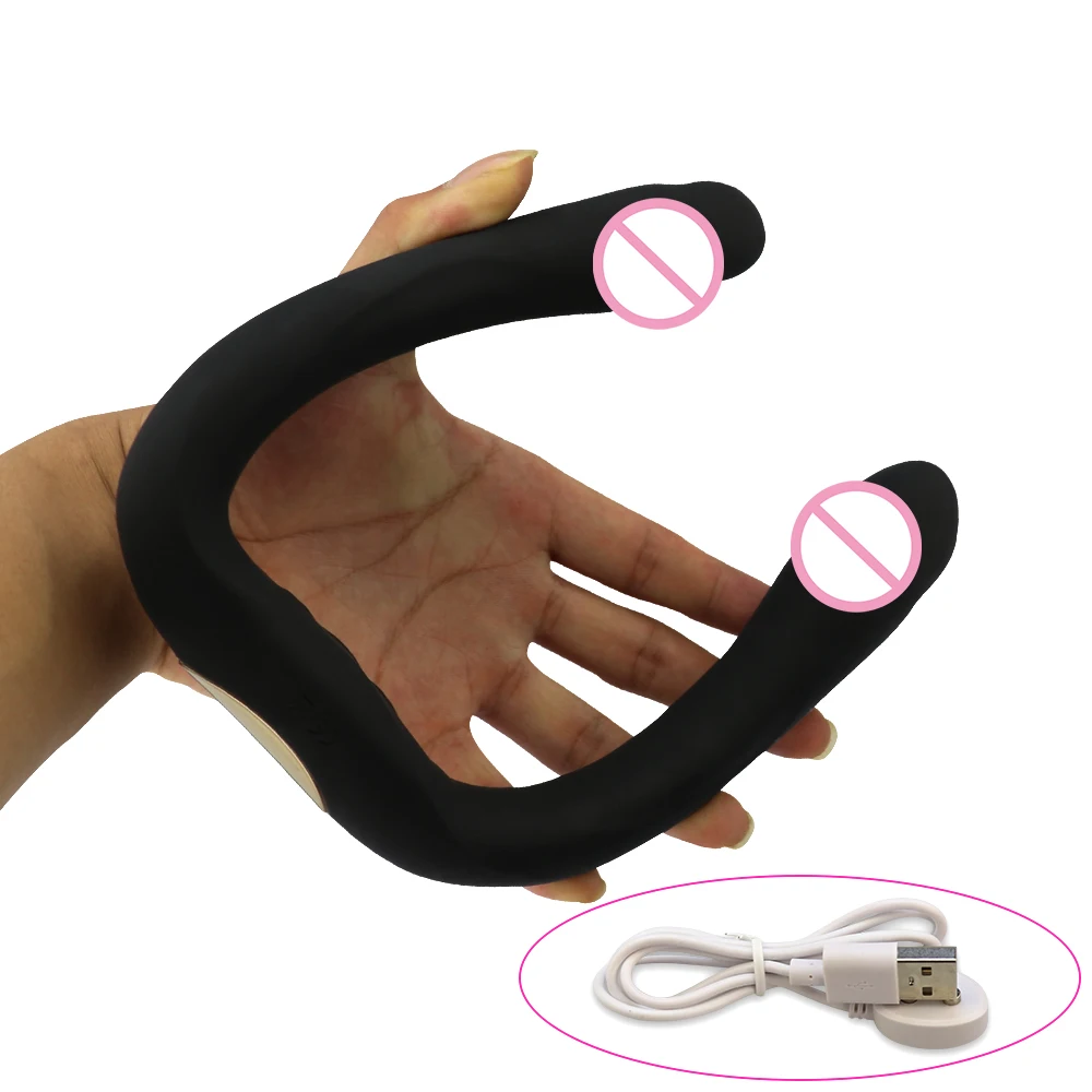 Силиконовый двойной фаллоимитатор массажер Двойной вибрационный длинный пенис