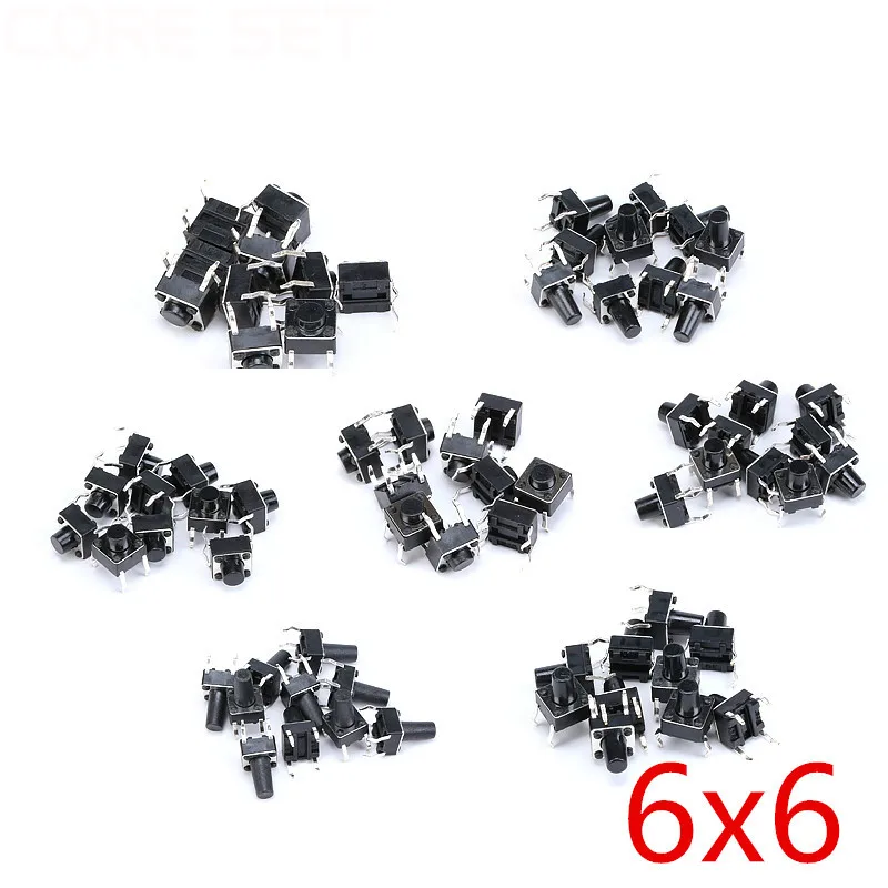 7 значений 70 шт Средний 4pin 6X6x4. 3/5/6/7/8/9/10 мм переключатель тактильные кнопочные