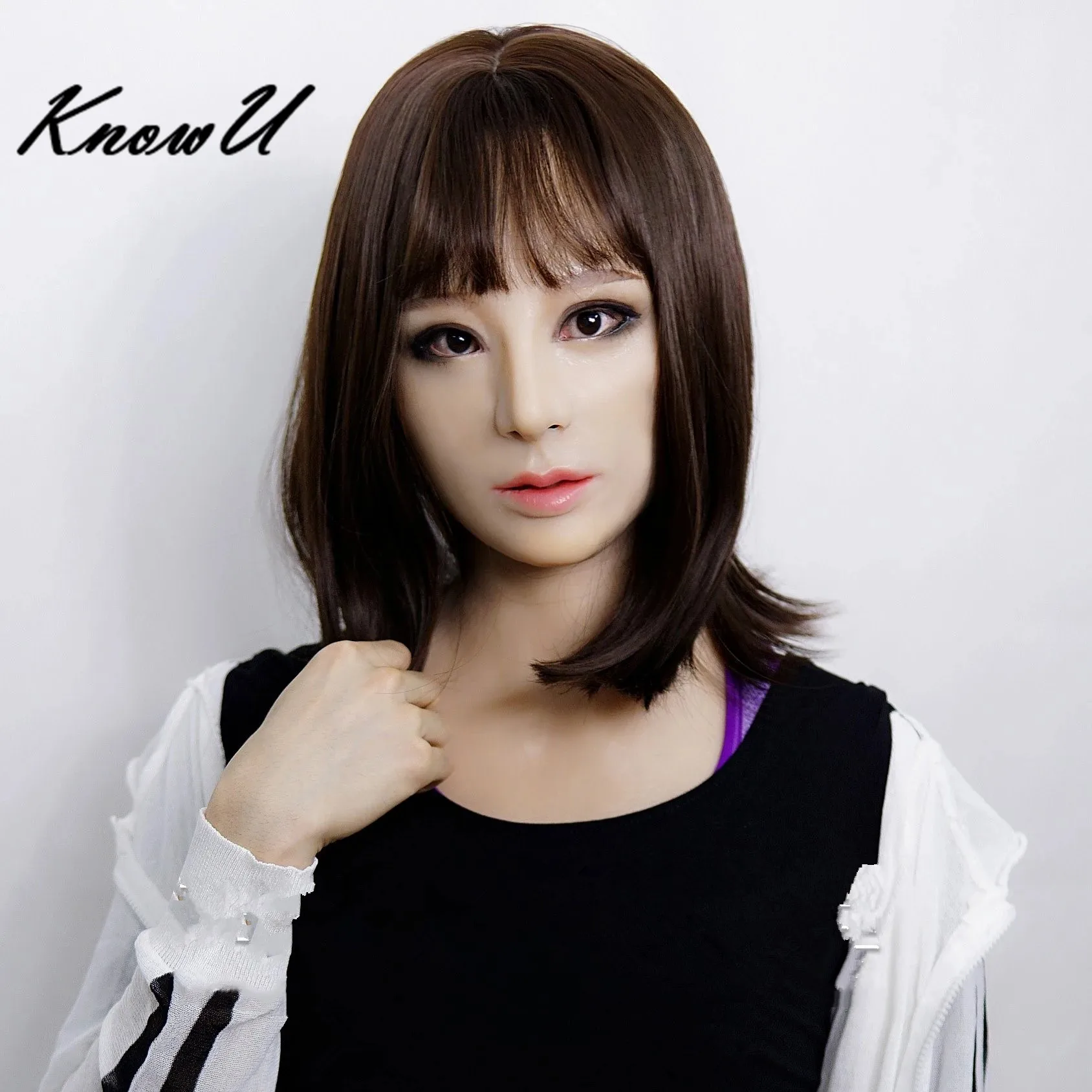 KnowU реалистичный Перманентный макияж женская маска кроссдрессер силиконовая