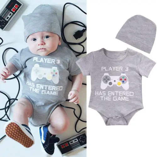 

Cotton Newborn Baby Boy Girl Clothes Bodysuit Jumpsuit + Hat Summer Outfits Set